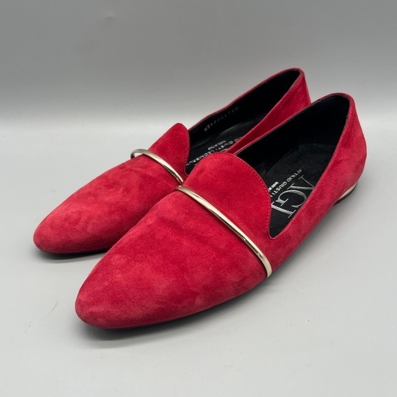 AGL Attilio Giusti Leombruni Shoes - AGL Attilio Giusti Leombruni Red Suede Gold Bar Loafers Flats N542004 40 Italy